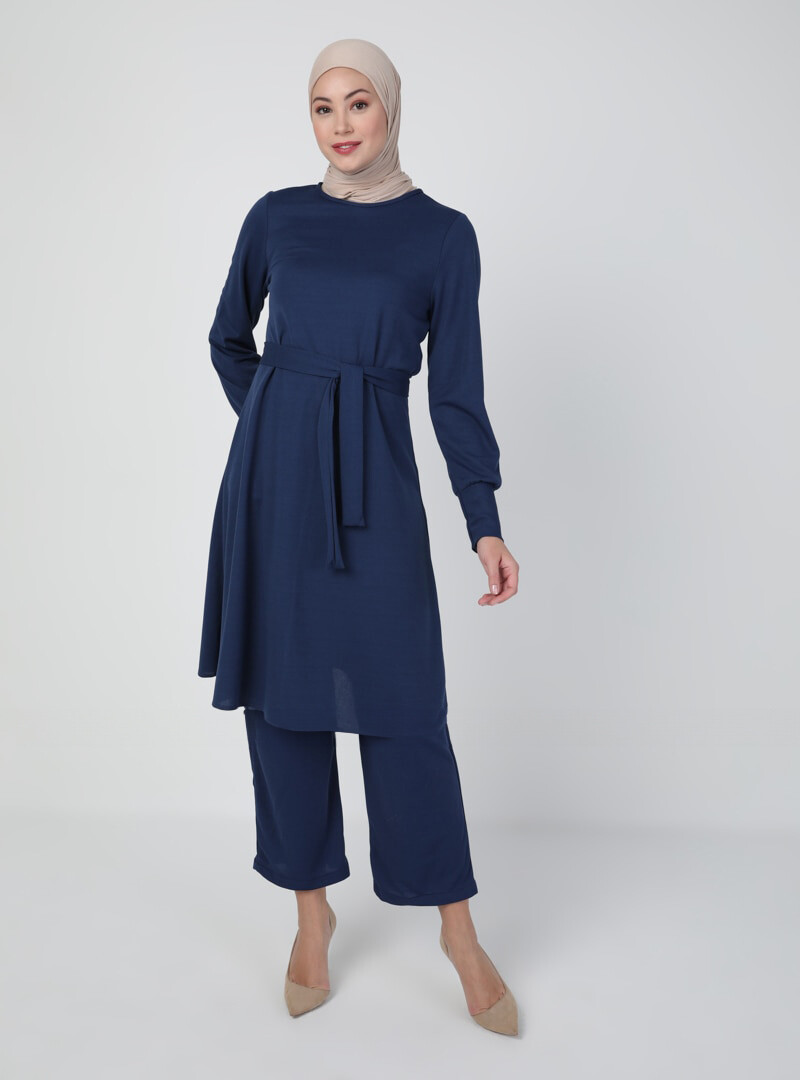 Ecesun Tunik & Pantolon İkili Takım - İndigo - 1