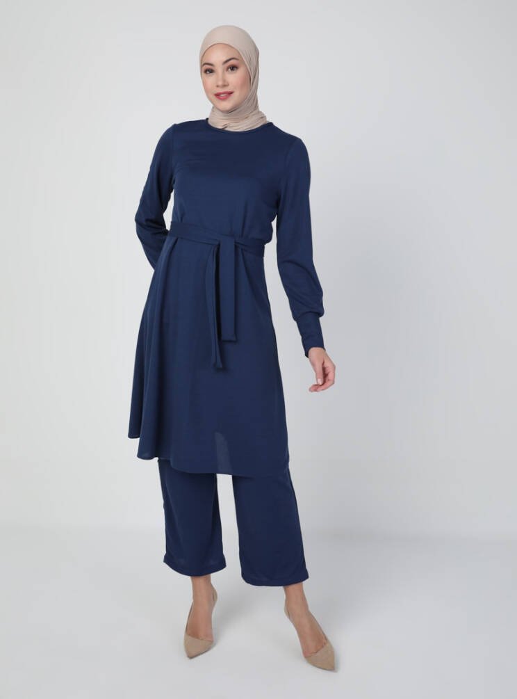 Ecesun Tunik & Pantolon İkili Takım - İndigo - 1